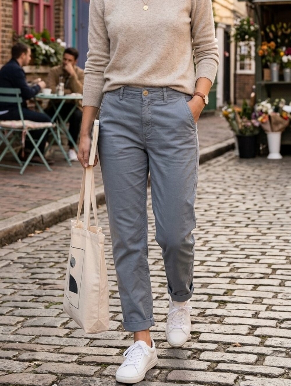 EVERLANE. Straight leg utility light blue/ slate coloured cargo pants size 6